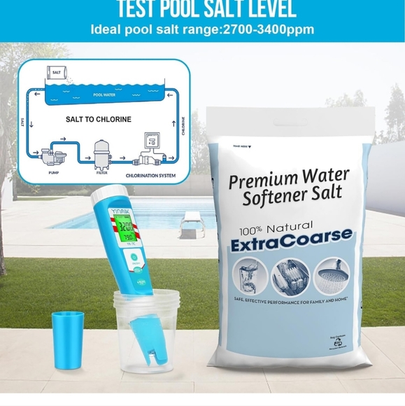 Pool Chlorine pH Tester YINMIK Free Chlorine Salt pH Tester 7 in 1 Digital - Picture 4 of 9